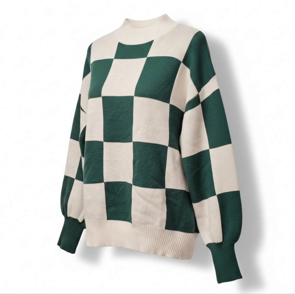ZESICA Women's Fall 2025 Oversized Sweaters Long Sleeve Color Block Mock Neck